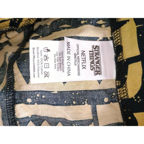 Netflix Stranger Things Men's Large Yellow Black Geometric‎ Aztec Button Shirt - Picture 9 of 11